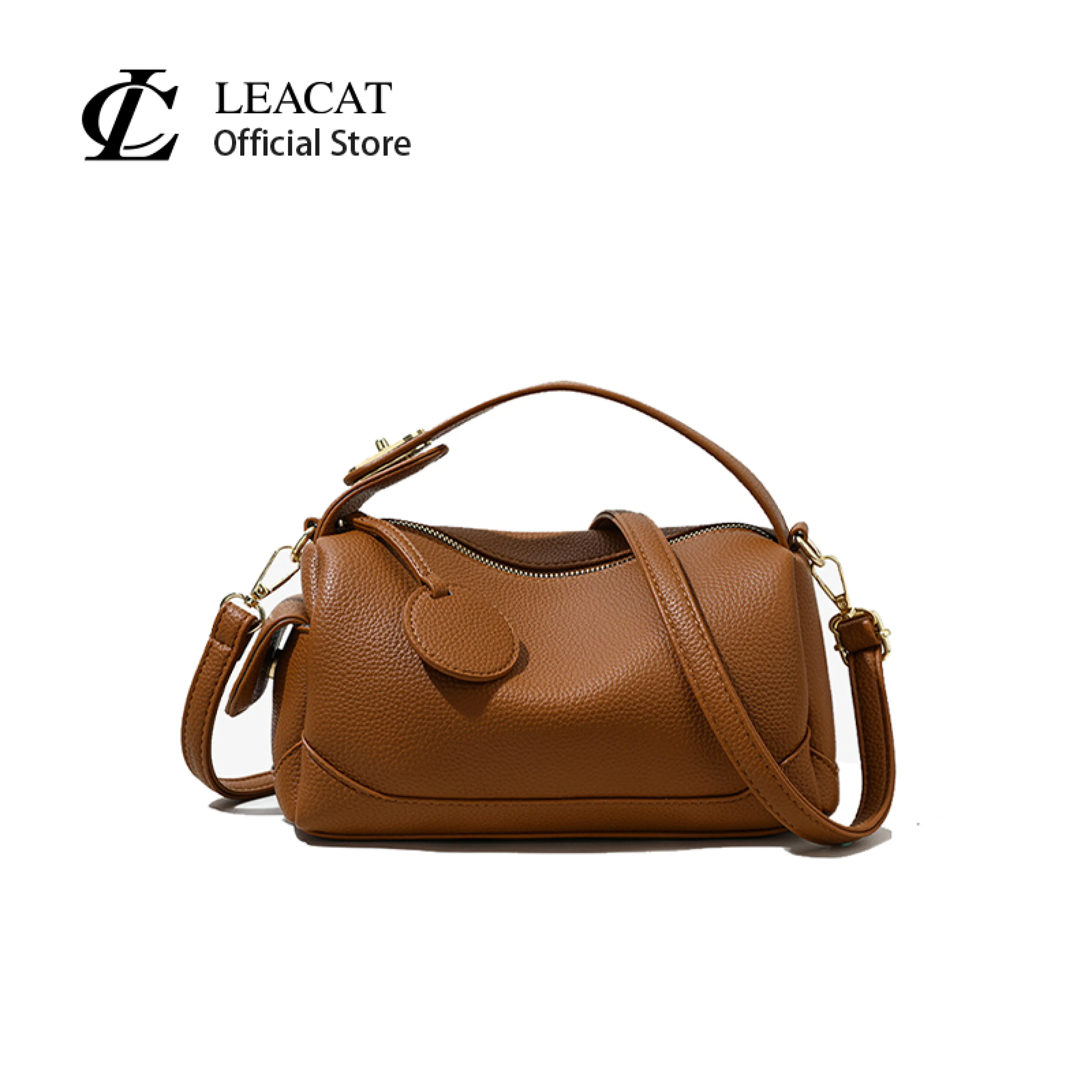 Leacat Women's Soft Leather Large Capacity Boston Bag Crossbody Shoulder Bag For Commute Daily Use