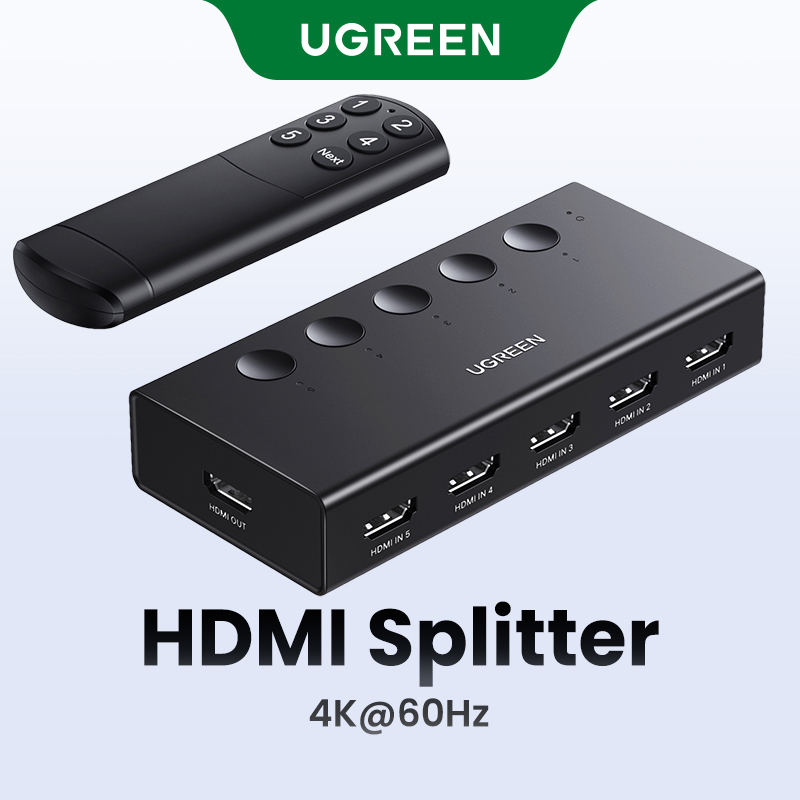 UGREEN HDMI 4K 60Hz HDR 5 in 1 out HDMI Splitter Dual simultaneous Display for laptop PS5 Switch Model: 90512