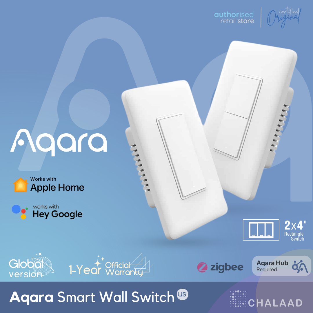 Aqara Smart Wall Switch US ชุดสวิตช์ไฟอัจฉริยะ สั่งงานผ่านแอป รองรับ Apple HomeKit , Google Home , Alexa ราคา 1,290 บาท*ส่งฟรี