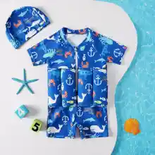 ภาพขนาดย่อของสินค้าชุดว่ายน้ำชูชีพเด็ก แถมฟรี หมวกว่ายน้ำเด็ก ชูชีพเด็ก ชุดว่ายน้ำเด็ก มีโฟมในตัว ชุดว่ายน้ำลอยได้ แห้งเร็ว
