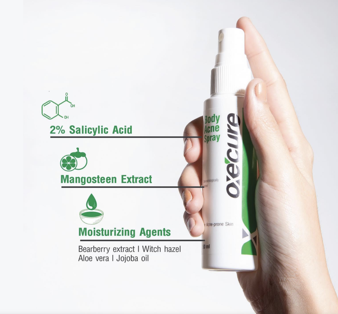 ภาพประกอบคำอธิบาย ขวดใหญ่ Oxe Cure Body Acne Spray (อ๊อกซีเคียว) 50ml oxecure