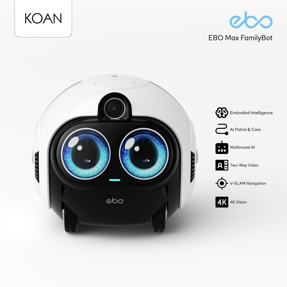 Enabot Ebo Max Familybot, a Smart Camera Robot, Comes with an Intelligent Ai System That Can See, Hear, Understand, and Interact in Real Time. ราคา 22,590 บาท*ส่งฟรี