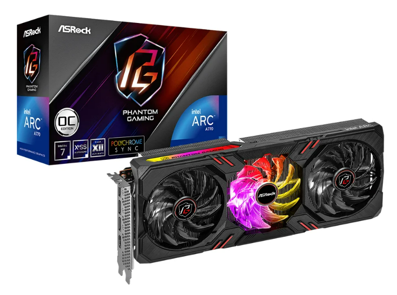 VGA (การ์ดแสดงผล) ASROCK INTEL ARC A770 PHANTOM GAMING D 8GB OC - 8GB GDDR6 (A770 PGD 8GO) การ์ดจอ - ยี่ห้อ ASRock ราคา 36,290 บาท*ส่งฟรี