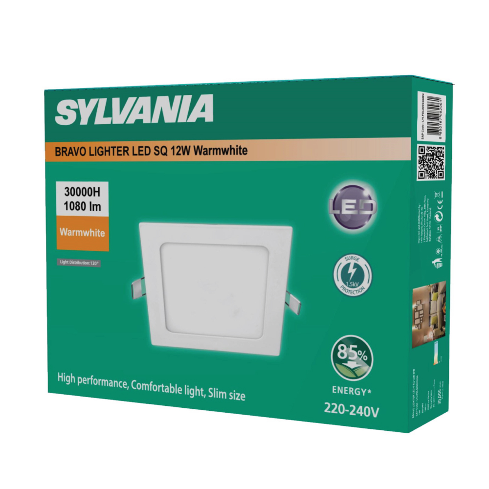 Sylvania Recessed Downlight Model Bravo Lighter Led V Sq 12W Ww, Warm White Light, Square Front. ราคา 139 บาท*ส่งฟรี