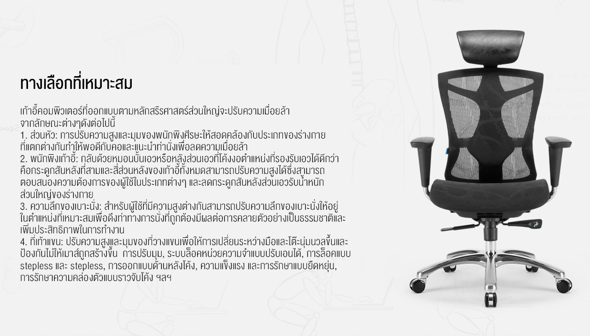 ภาพประกอบคำอธิบาย Hertz ergonomics chair รุ่น EVO เก้าอี้สุขภาพ เก้าอี้สำนักงาน เก้าอี้ทำงาน เก้าอี้ผู้บริหาร เก้าอี้ออฟฟิศ