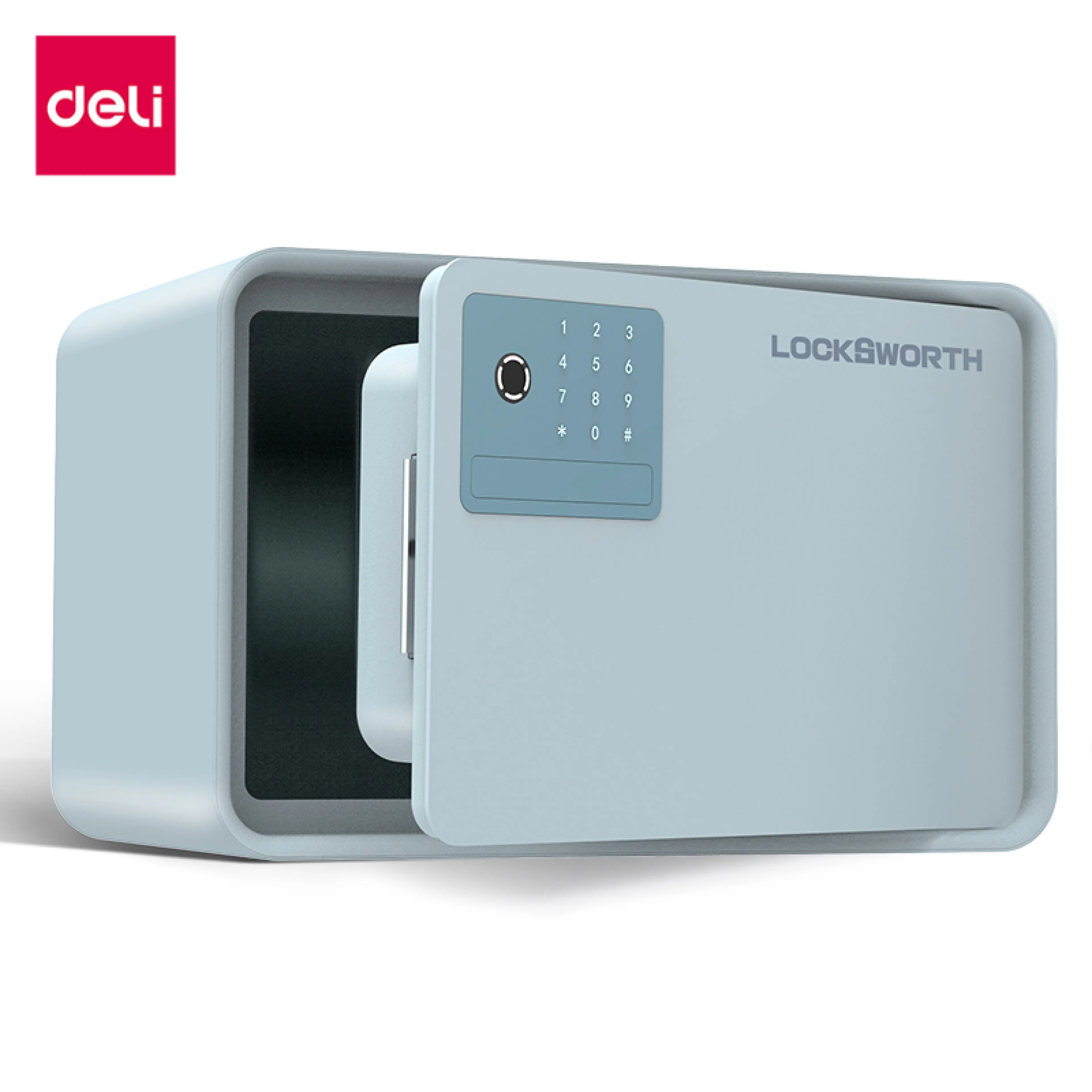 Deli Safe, Security Safe, Fingerprint Scanning System, Code Lock, Automatic Door, Convenient to Use, Compact Size, Safe Box