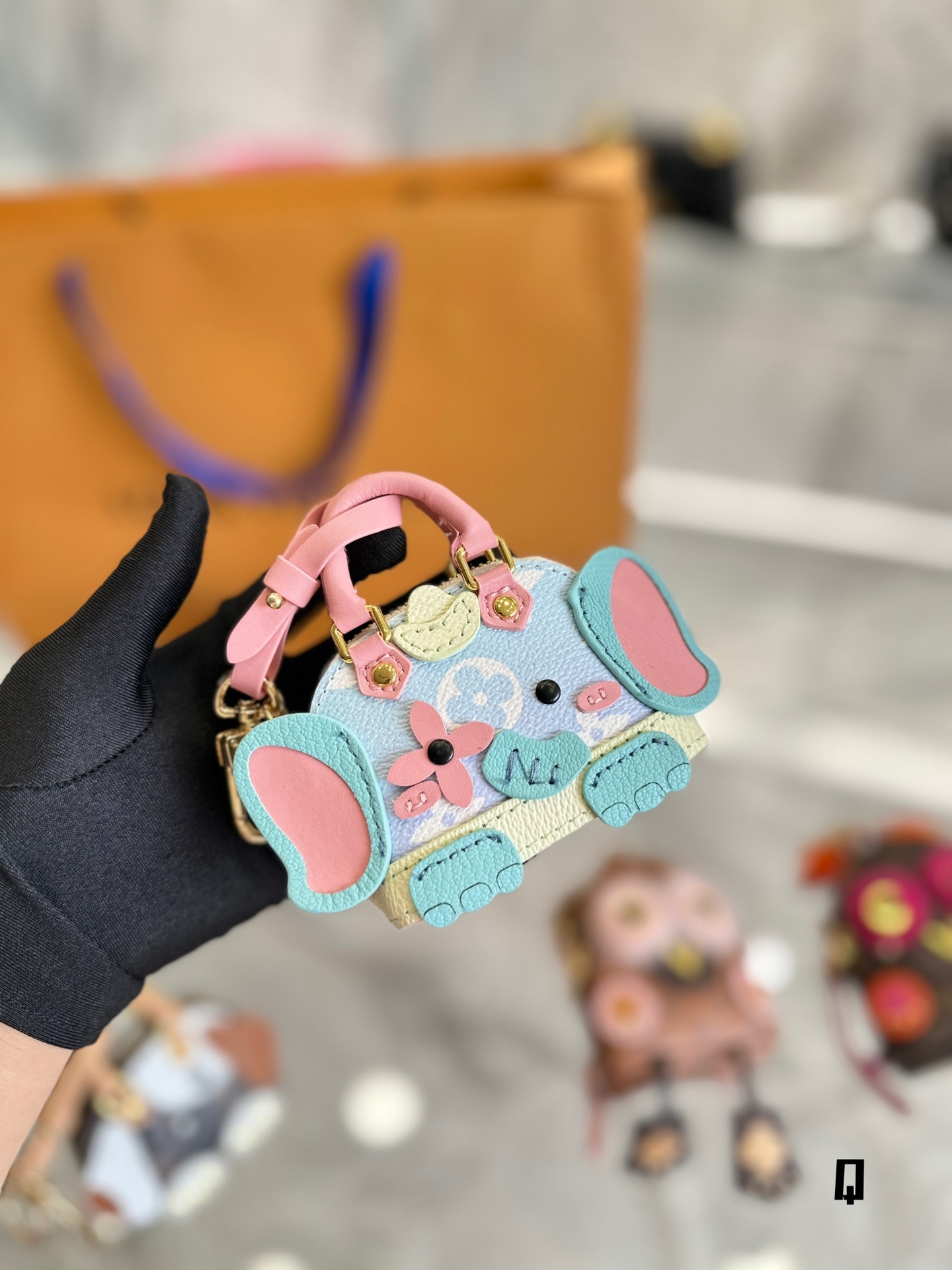 Louis Vuitton Puppy Keychain Dog Hat Box Supple Bag Charm Purse Key Holder  LV