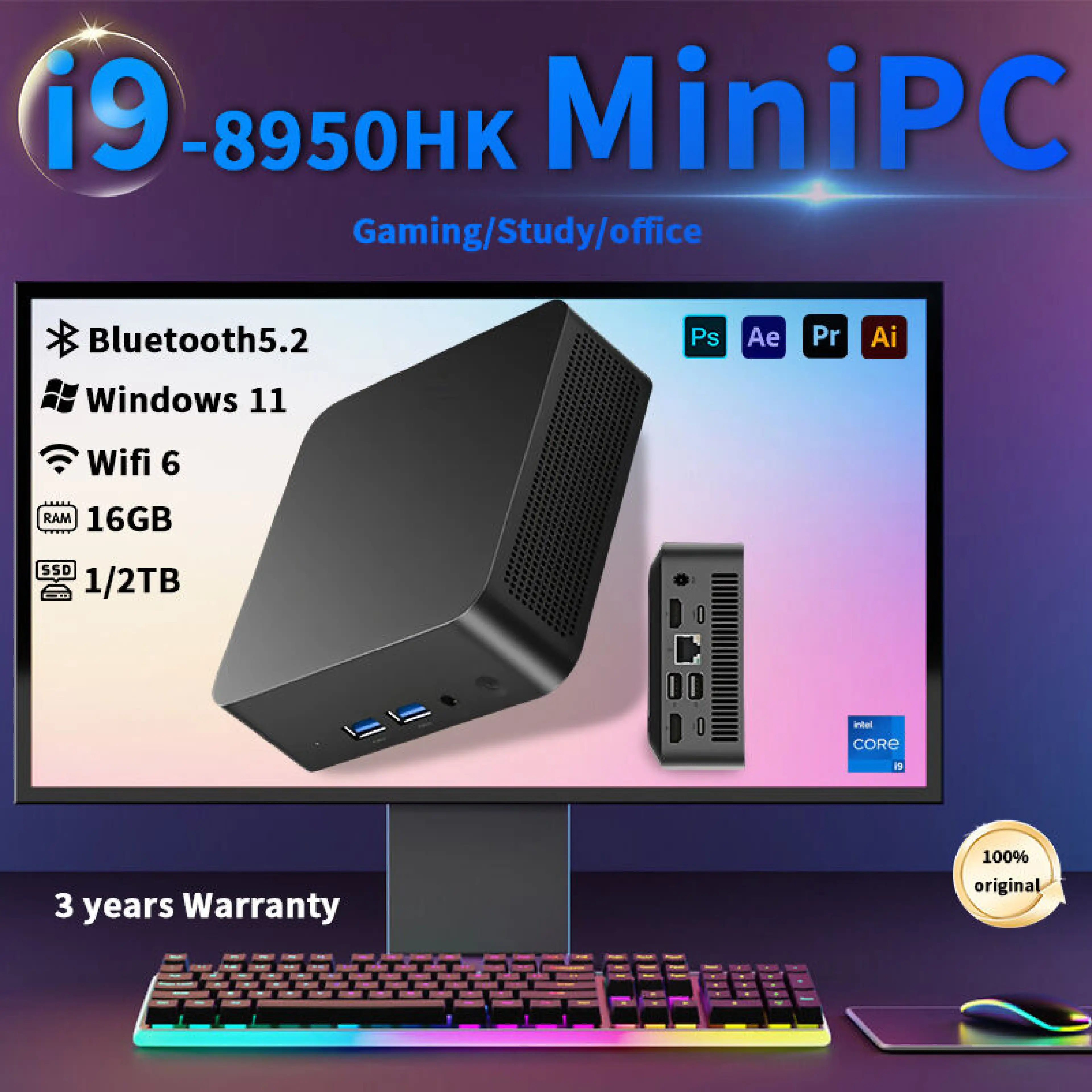 All new Small computers  Pocket computer Windows 11 In Core i9 8950HK Computer Top PC 16GB DDR4 1TB 2TB SSD Wifi 6 BT 5.2 PC Gamer