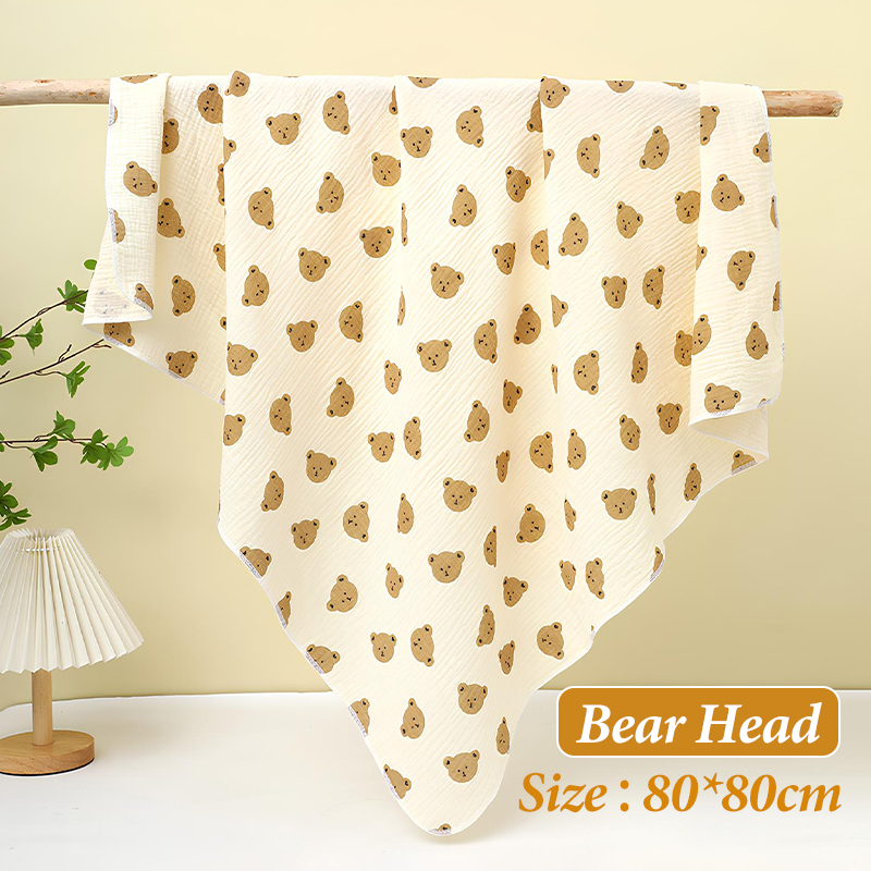 ผ้าห่อตัวเด็ก ผ้ามัสลิน 80x80cm ขนาดใหญ่ ผ้าฝ้าย ลายน่ารัก