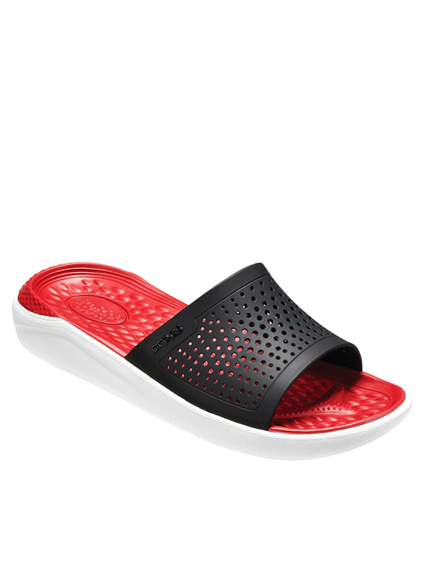 CROCS รองเท้าแตะแบบสวมสำหรับผู้ใหญ่ รุ่น Literide Slide ไซส์ M7/W9 สีแดง-ขาว