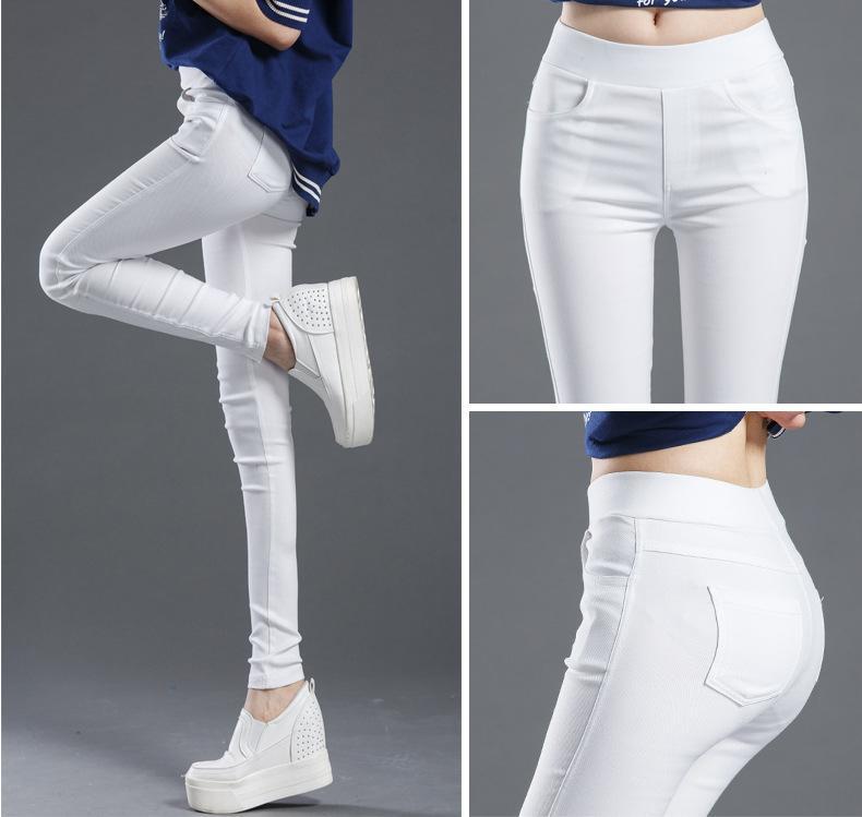 LCFU764 S-5XL ผู้หญิงเอวยางยืดยืด Slim - Fit คร็อปแพนท์