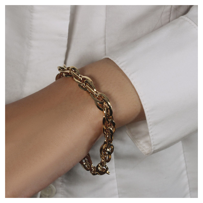 Nathalias Ny Bracelet, Double Oval Chain Pattern, Size 10 Mm. 14K Real Gold with an Elegant and Outstanding Design. ราคา 50,725 บาท*ส่งฟรี