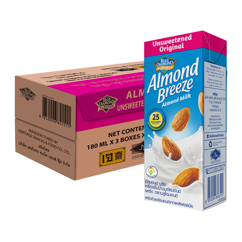 รูปภาพเพิ่มเติมเกี่ยวกับ Blue Diamond Almond Breeze Almond Unsweetened 180ml. x 9boxes