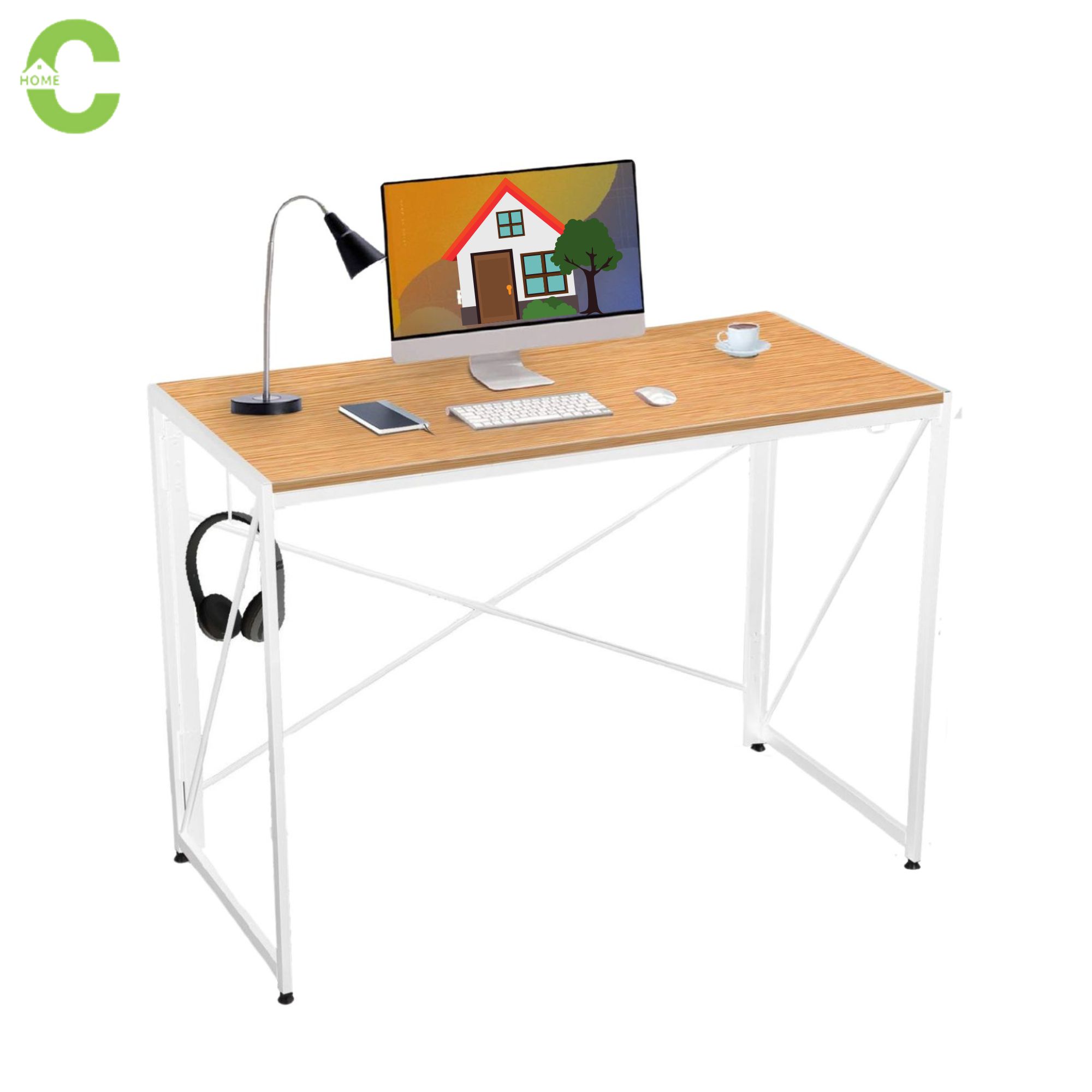 HOMEC โต๊ะคอมพิวเตอร์ โต๊ะทำงาน โต๊ะทำงานไม้ โต๊ะทำงาน โต๊ะไม้พับเก็บได้ โต๊ะทำการบ้าน แข็งแรง รับน้ำหนักได้ 150 กก. ราคา 1,259 บาท*ส่งฟรี