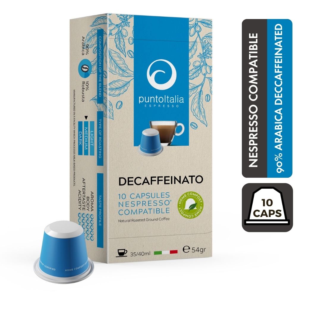 Punto Italia Espresso DECAFFEINATO 90% ARABICA Nespresso® Compatible Coffee Capsule (10 capsules) ราคา 165 บาท*ส่งฟรี
