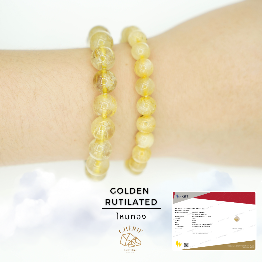 Silver gold rutilated [a] (V1) | stone of silver, Stone of gold | Cherie lucky stone bracelet