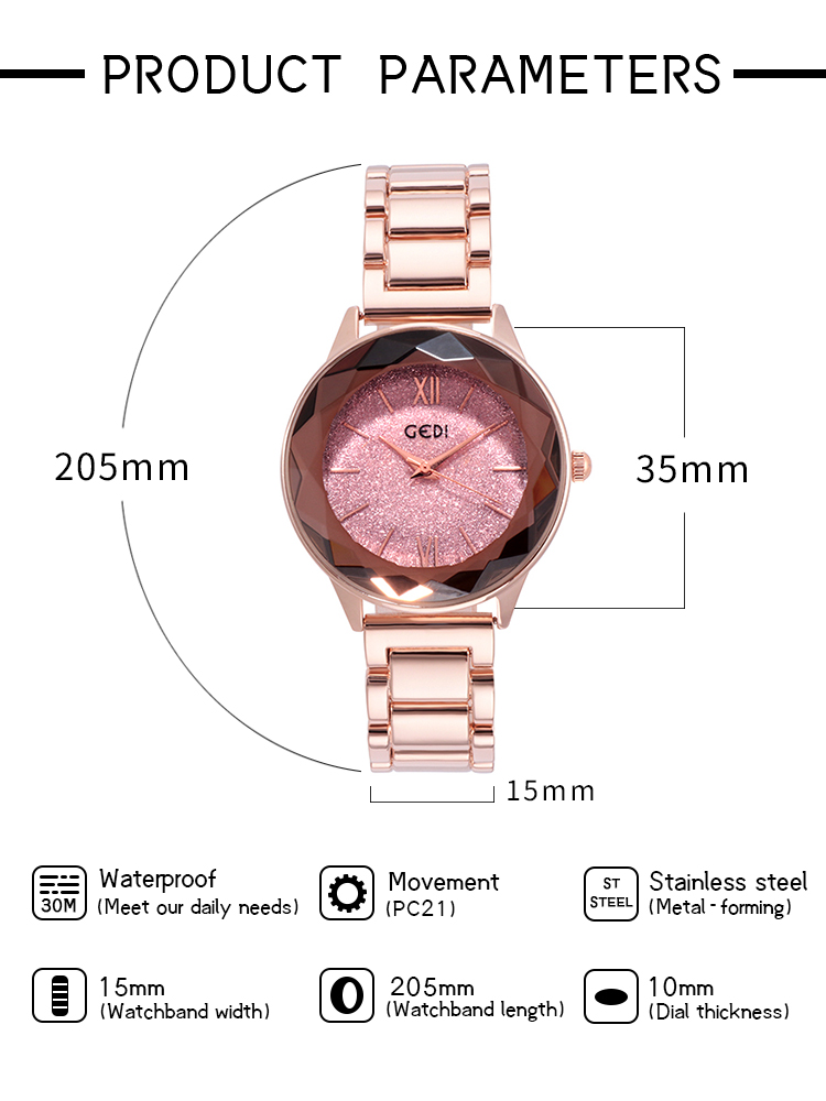 รูปภาพเพิ่มเติมเกี่ยวกับ GEDI 81006 มาใหม๊ใหม่  นาฬิกาข้อมือผู้หญิง สายแสตนเลส งามสง่า(มีการชำระเงินเก็บเงินปลายทาง)แท้100% นาฬิกาแฟชั่น