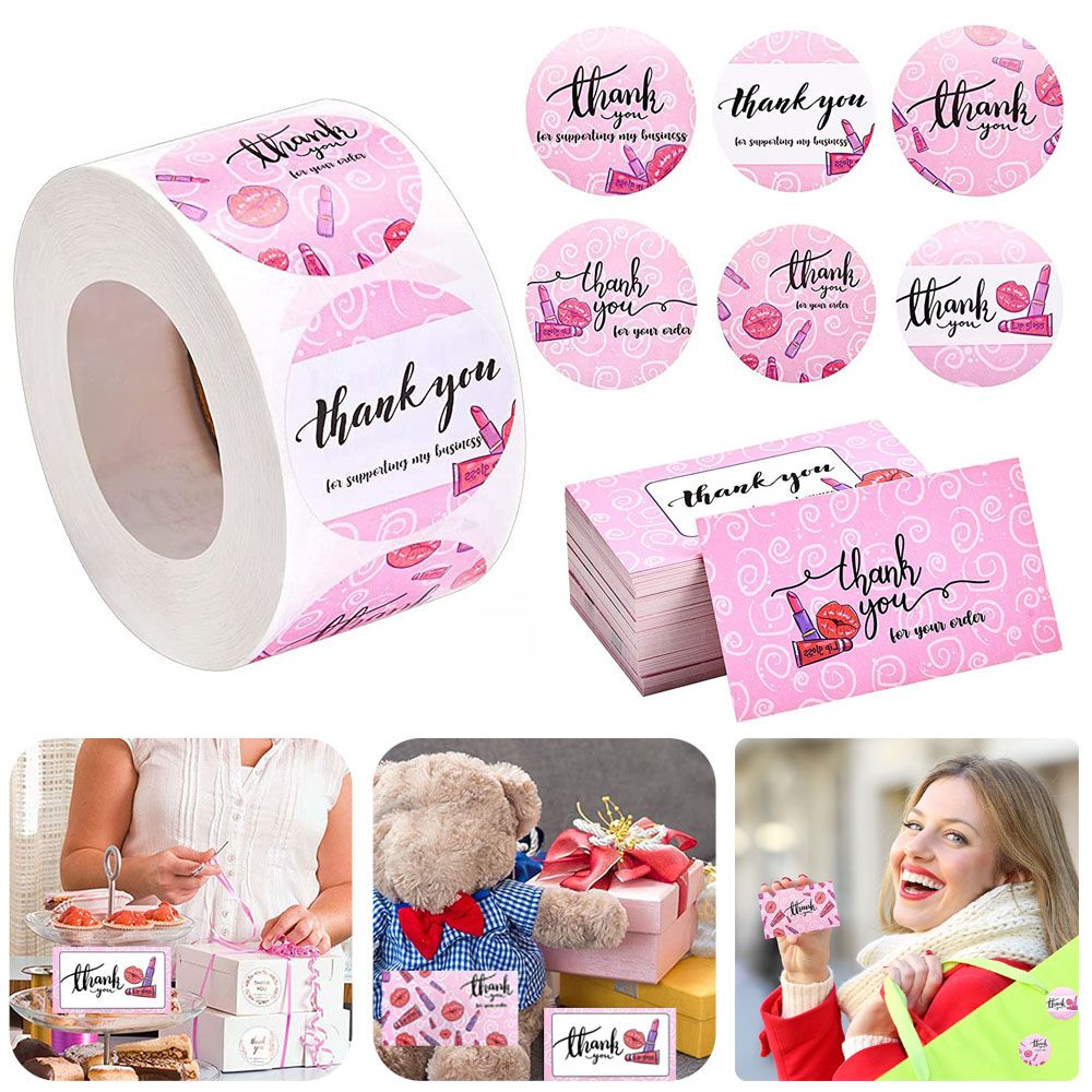 WASTELAND BEAUTY 50/500PCS Favor Gift Candy Bags For Supporting My Business Paper Thank You Stickers Thanks Greeting Cards Thank You Card Label Stickers