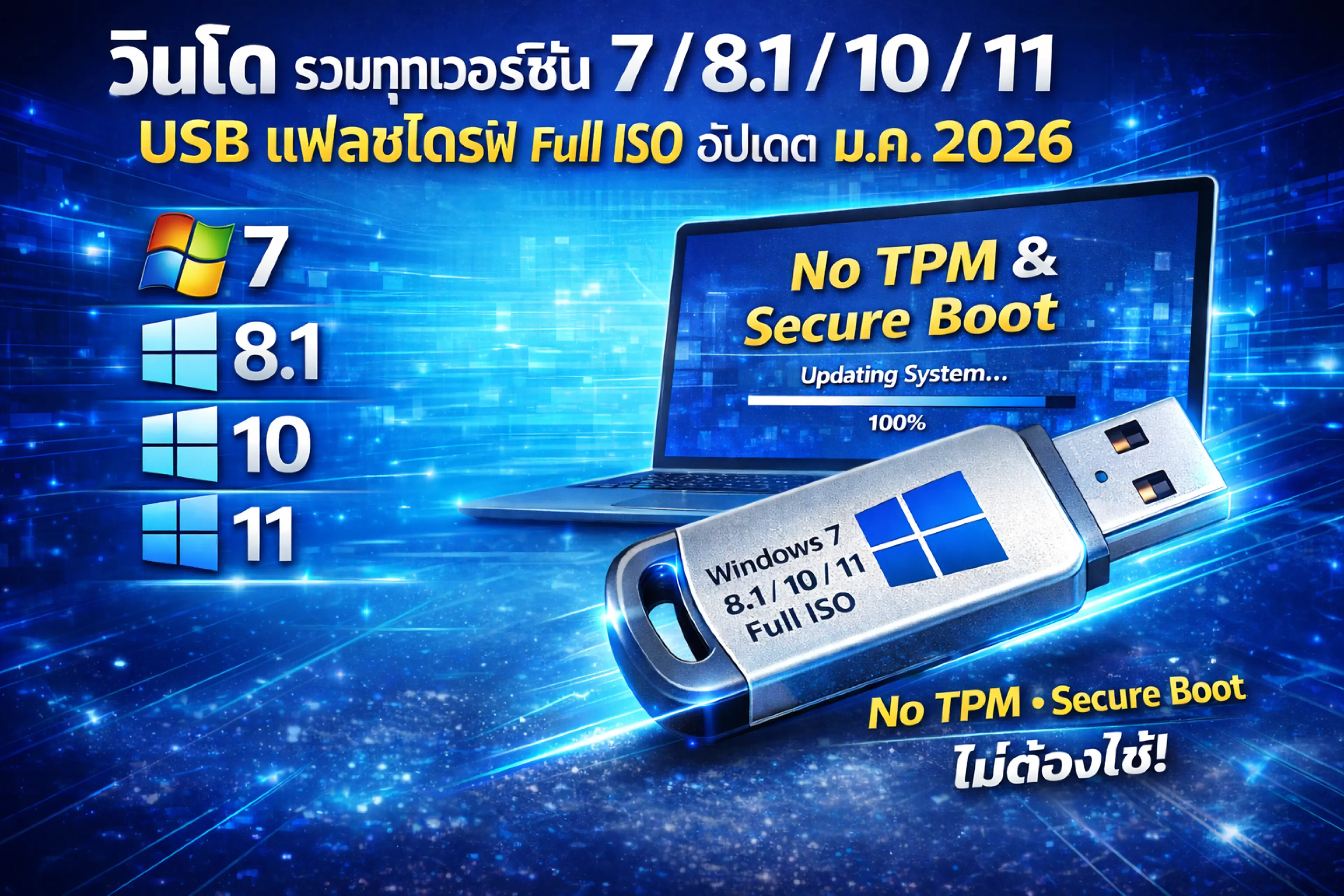 Flash Drive 32Gb Windows Includes All Versions 7 / 8.1 / 10 / 11 Full Iso Updated January. 2026 | In the Tpm |