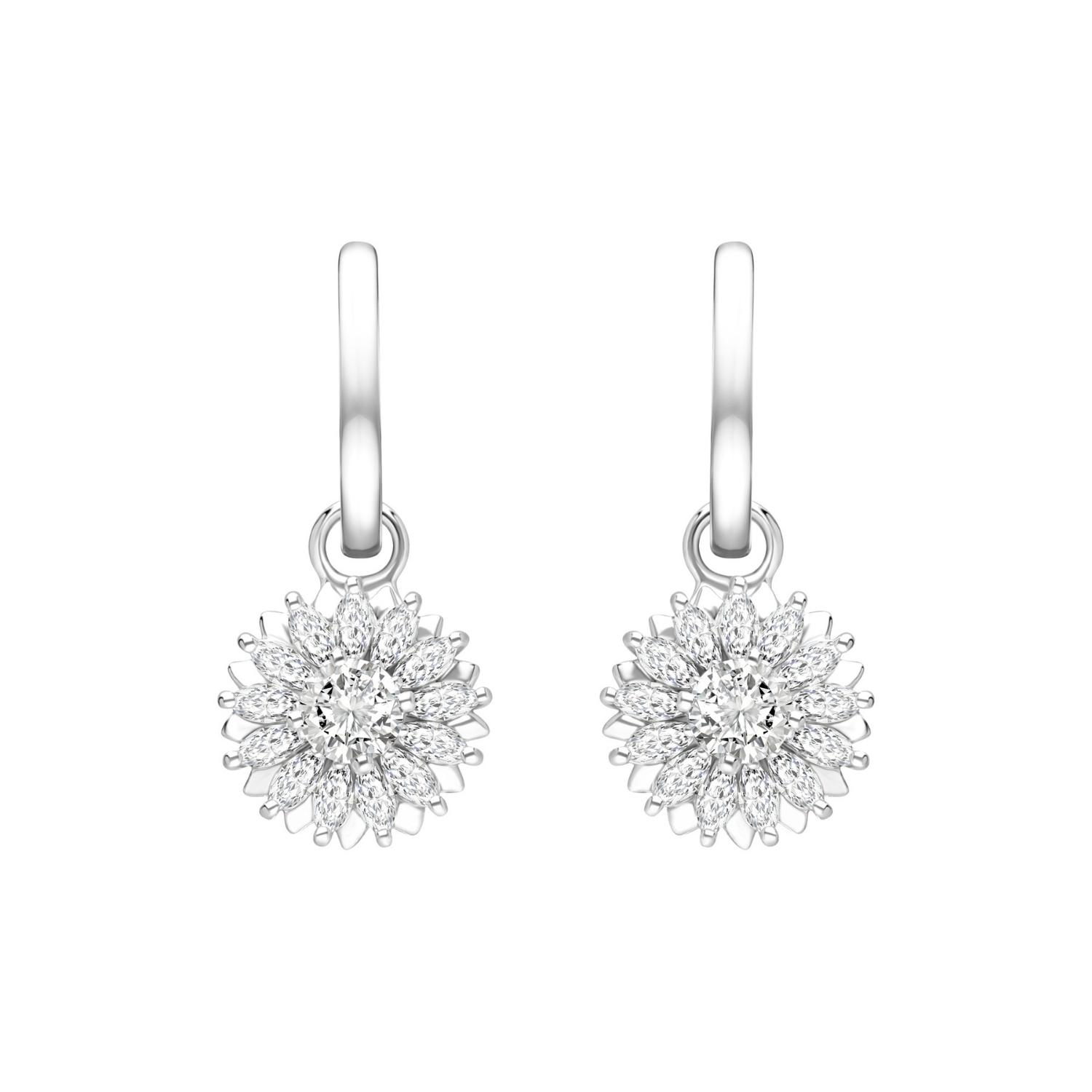 Merii sterling silver rhodium-plated multi-cut CZ sunflower hoop earrings ราคา 6,200 บาท*ส่งฟรี