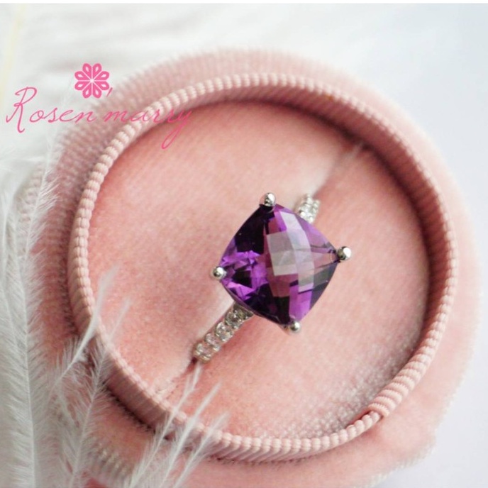 Rosen'marry/Natural Amethyst Ring Silver 925 , Birthstone Ring , Gift for her ราคา 2,500 บาท*ส่งฟรี
