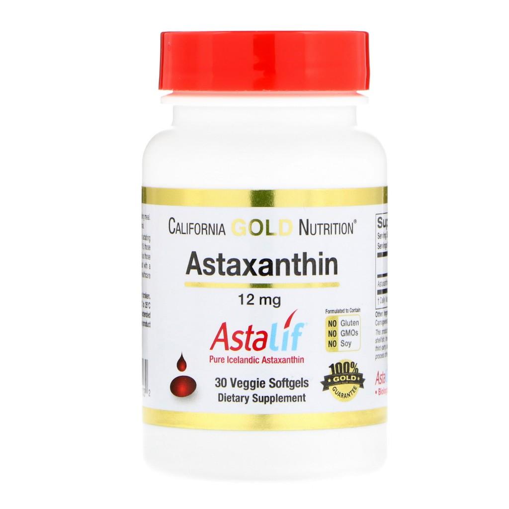 Astaxanthin 12 mg ,California Gold Nutrition, Astaxanthin, Extra Strength Antioxidant Carotenoid, 12 mg, 30 Veggie Softgels