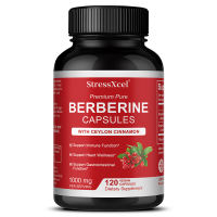 StressXcel Premium Berberine 1000 มก. + อบเชยศรีลังกา 120 แคปซูลวีแกน - เสริมสร้างภูมิคุ้มกัน หัวใจ และสุขภาพลำไส้