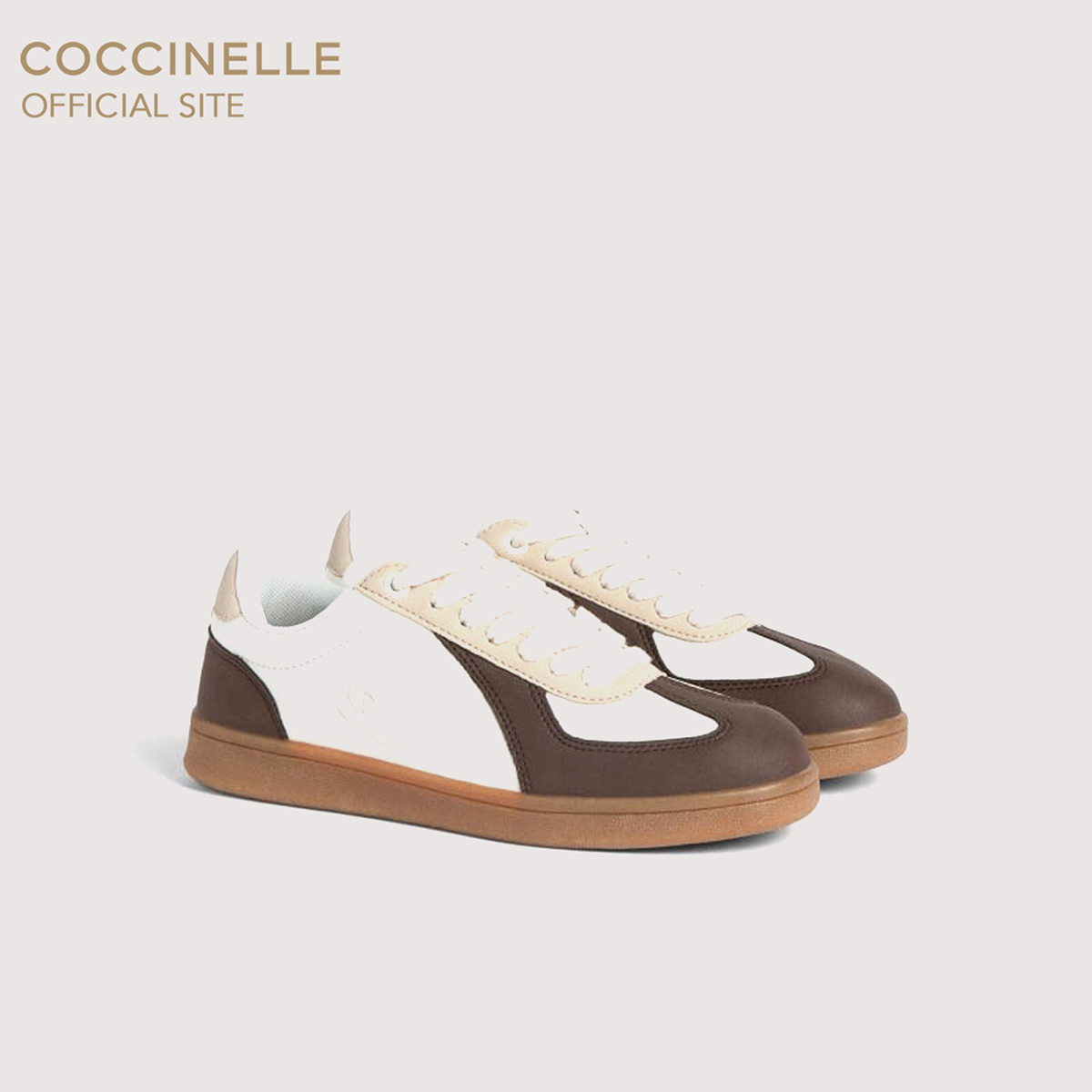 Coccinelle Women's Sneakers Model C-Style 90 Sneaker 240101 Color White/Brunette/Natural ราคา 6,320 บาท*ส่งฟรี