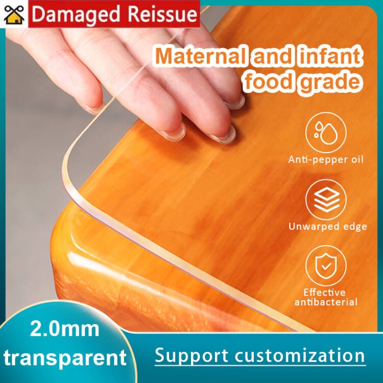 kingdom (2.0MM Rectangular Clear 100CM Width) Soft Glass Tablecloth Waterproof, Oil-proof, Washable Transparent PVC Plastic Table Mat Tea Table Mat, Anti-scald Crystal Board Thickened ราคา 597 บาท*ส่งฟรี