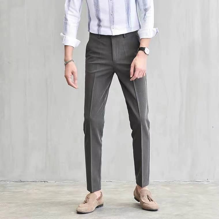 HM- Fashion Casual Slacks Cropped Pants X201 กางเกงสแล็คชาย 5ส่วน สไตย์เกาหลี กางเกงขายาวชาย