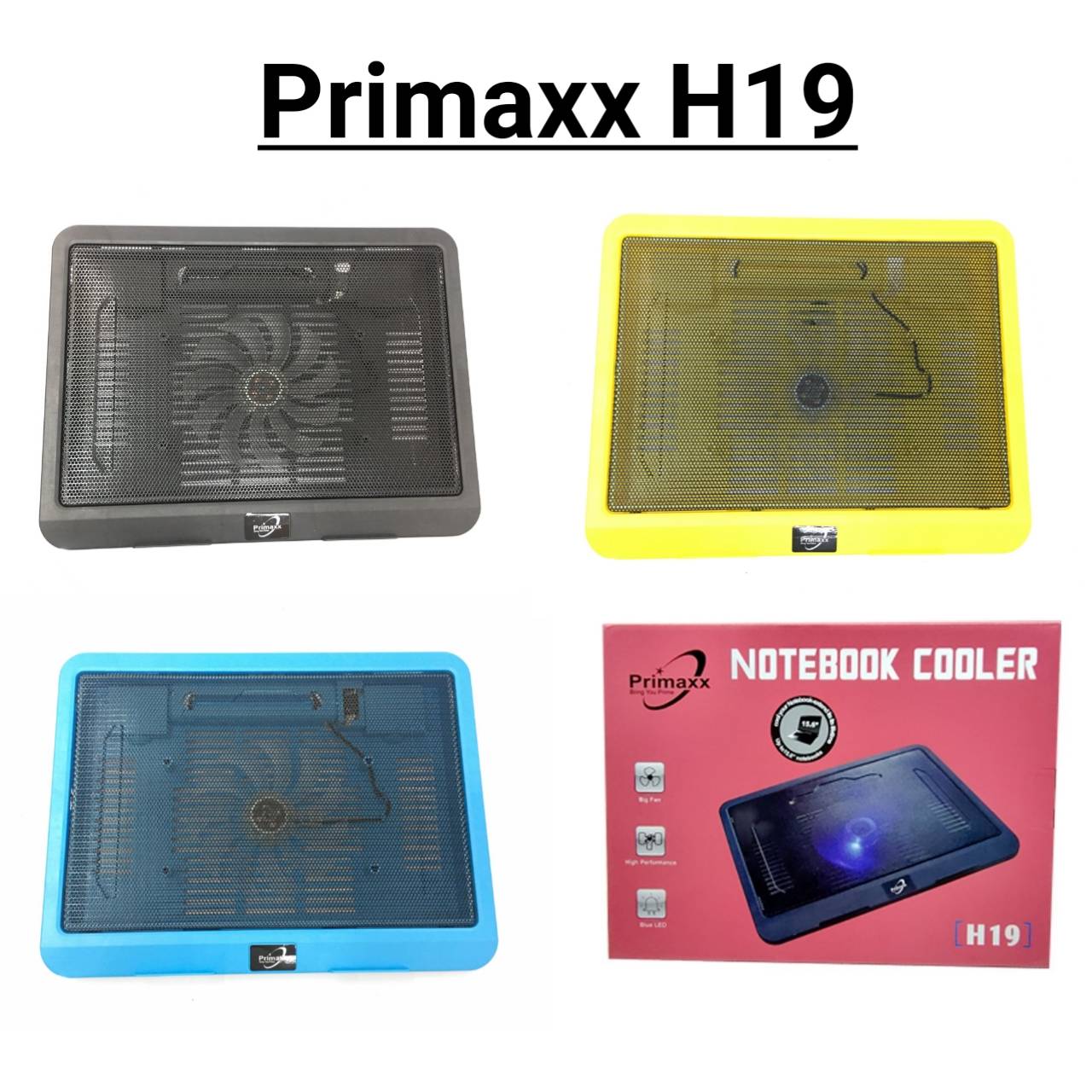 Primaxx notebook Cooler พัดลมระบายความร้อนของโน๊ตบุ๊ค ใบพัดใหญ่ รุ่นH19 พัดลมโน็ตบุ๊ค