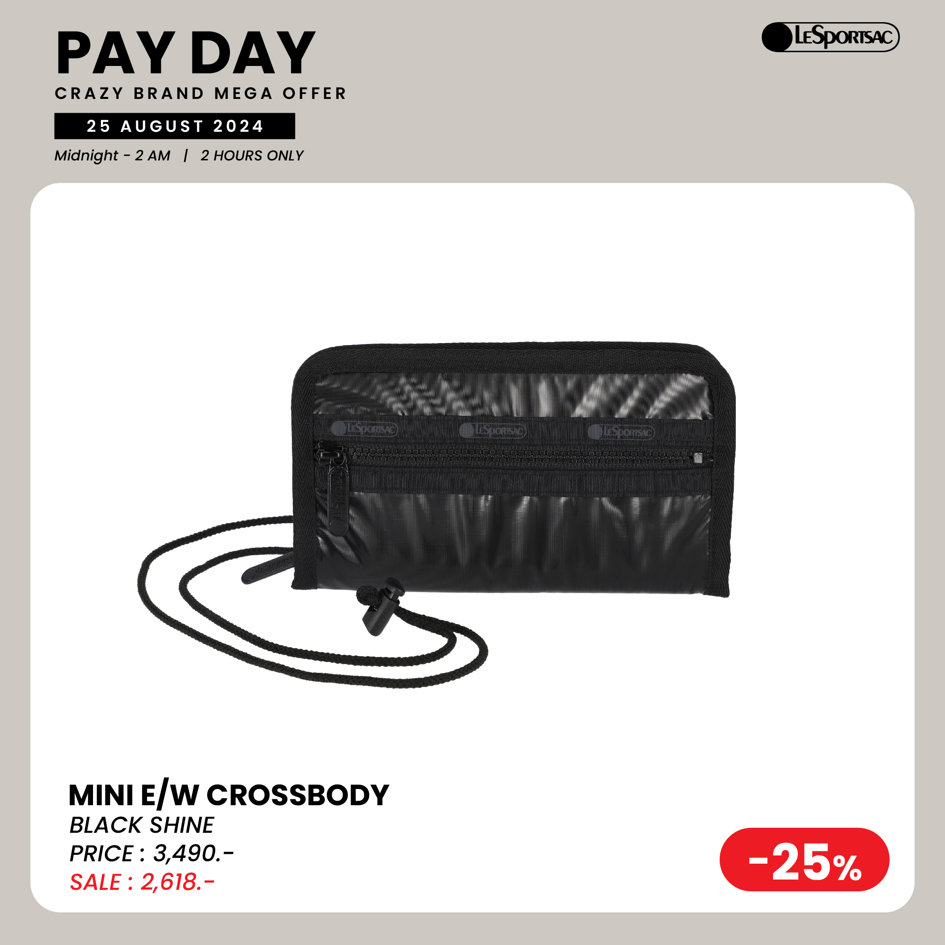 Lesportsac Mini E/W Crossbody Bag กระเป๋าสะพายข้างใบเล็กถอดสายได้ กระเป๋าตัง Style 1404 ราคา 2,663 บาท*ส่งฟรี