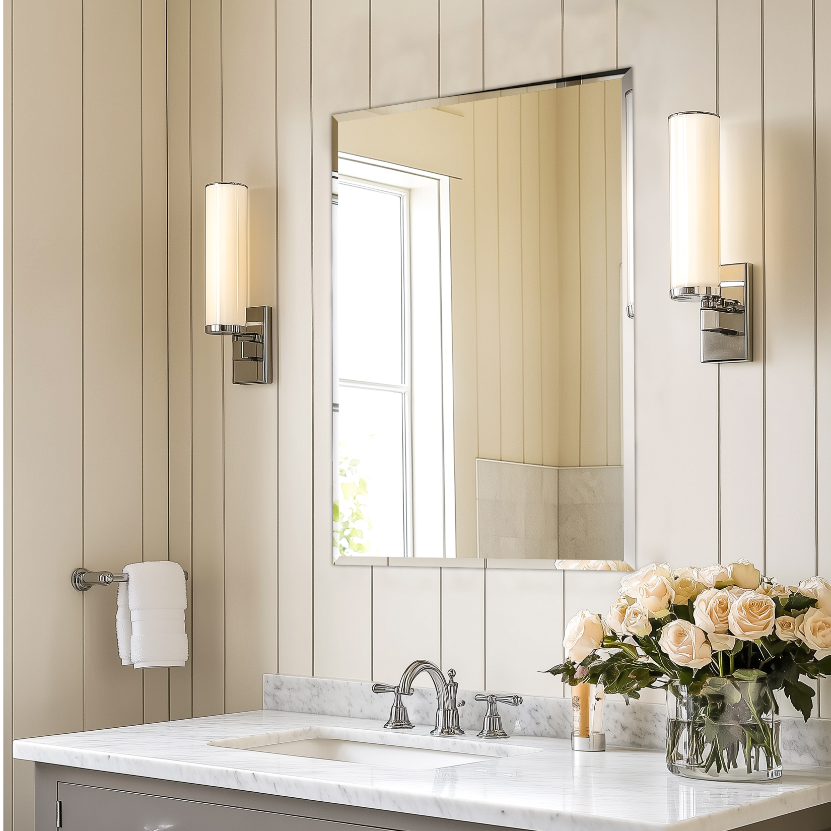 กระจกห้องน้ำ ติดผนัง กระจกติดผนัง กระจกห้องน้ำ ติดผนัง Wall Glass Mirror Frameless Decorative Wall Art Mirror Glass Mirror Bathroom Vanity Mirror for Living Room Walls, Hangs Horizontally or Vertically ราคา 899 บาท*ส่งฟรี