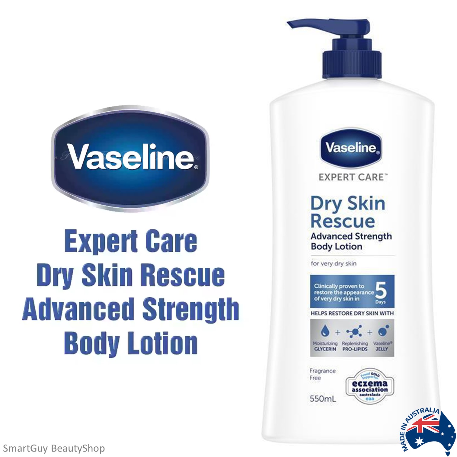 โลชั่นบำรุงผิวกาย ครีมทาผิวขาวกระจ่างใส Expert Care Dy Skin Rescue Advanced Strength Body Lotion 750ml, Special Body Lotion Formula from Vaseline, a Product Imported from Abroad ราคา 1,290 บาท*ส่งฟรี