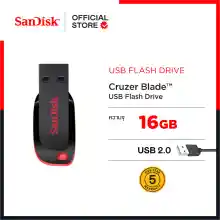 ภาพขนาดย่อของสินค้าSandisk Cruzer Blade 16GB - Black/Red (SDCZ50_016G_B35) ( แฟลชไดร์ฟ usb Flash Drive )