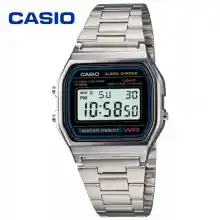 ภาพขนาดย่อของสินค้าMC199/Casio นาฬิกาข้อมือผู้ชาย สายสแตนเลส รุ่น A158WA-1DF - สีเงิน