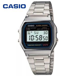 สินค้า MC199/Casio นาฬิกาข้อมือผู้ชาย สายสแตนเลส รุ่น A158WA-1DF - สีเงิน