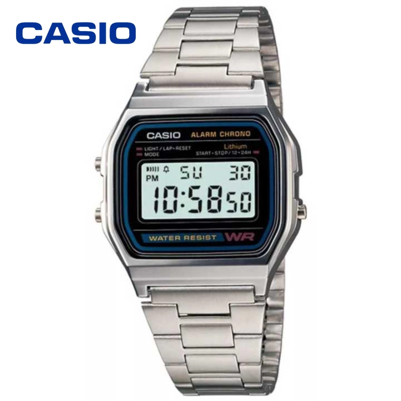 ภาพหน้าปกสินค้าMC199/Casio นาฬิกาข้อมือผู้ชาย สายสแตนเลส รุ่น A158WA-1DF - สีเงิน