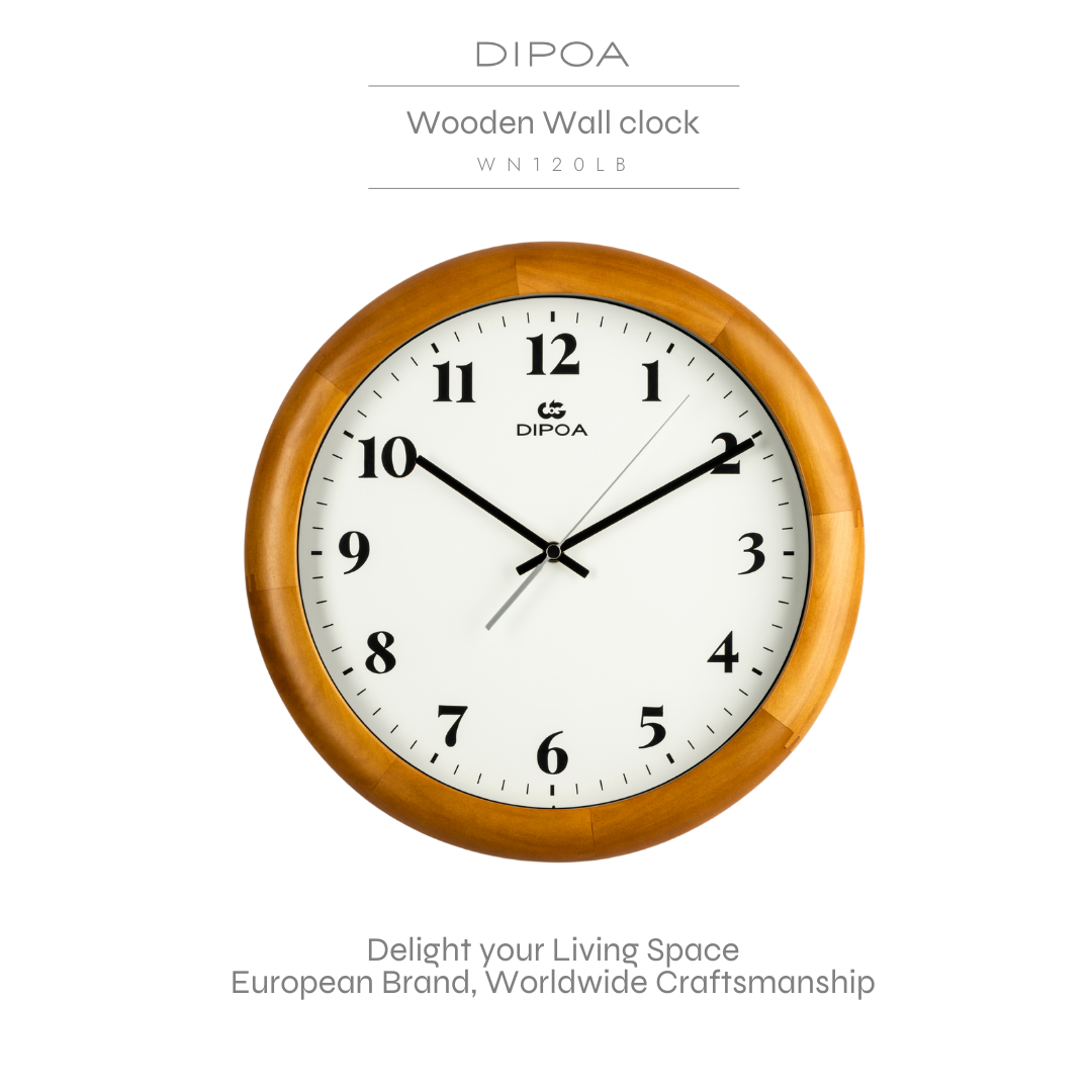 Dipoa Wooden Wall Clock (Wn120Lb) Wooden Wall Clock, Light Brown, Minimalist Style. ราคา 2,600 บาท*ส่งฟรี