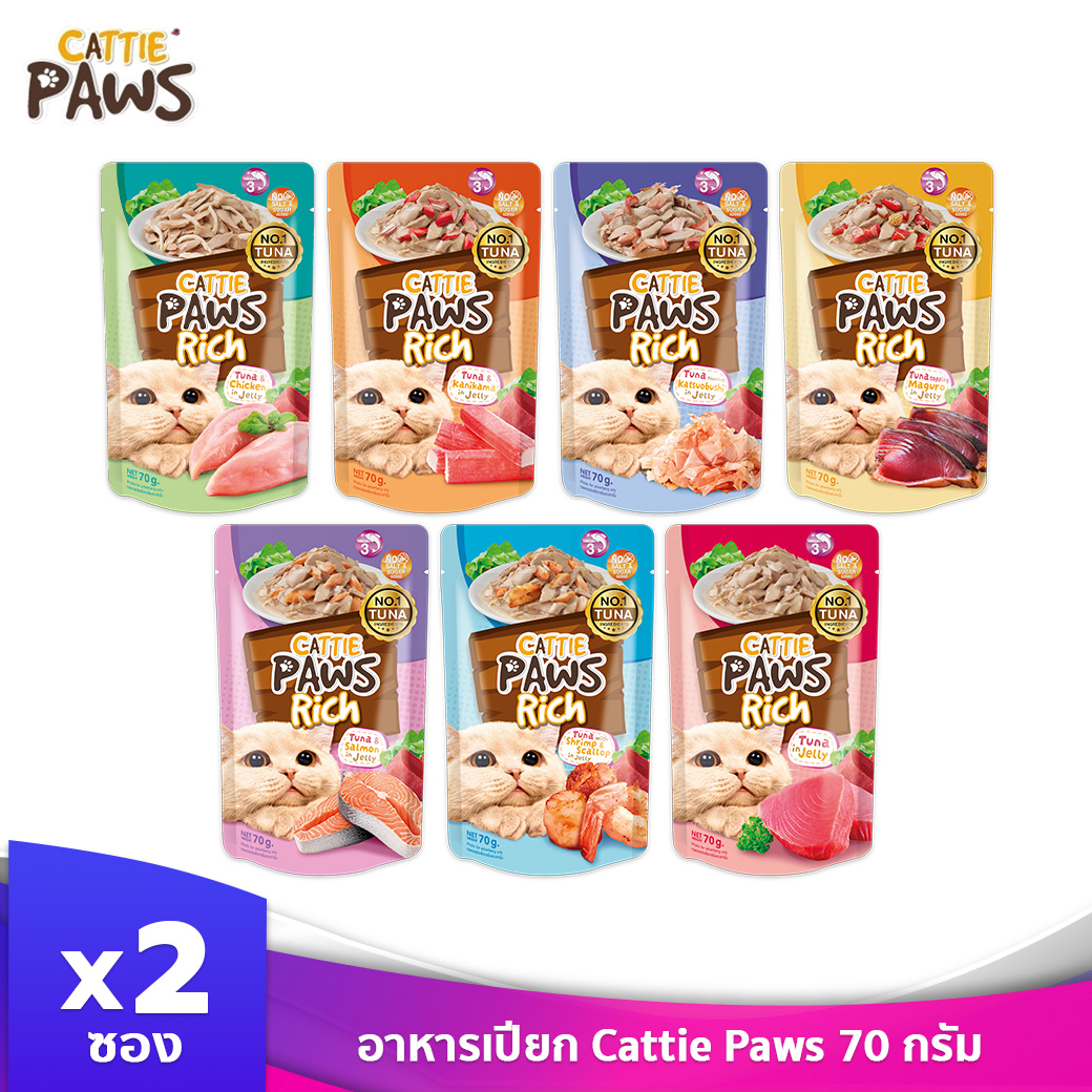 [GIFT] Cattie Paws Rich แคทตี้ พาวส์ ริช 70 กรัม บรรจุ 2 ซอง(คละรส) ราคา 999 บาท*ส่งฟรี