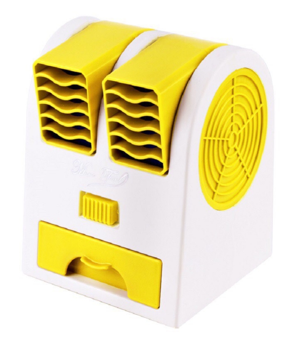 Mini พัดลมไอน้ำแบบตั้งโต๊ะ รุ่น F-001 ใช้ถ่าน AA หรือเสียบ USB เพื่อใช้งาน