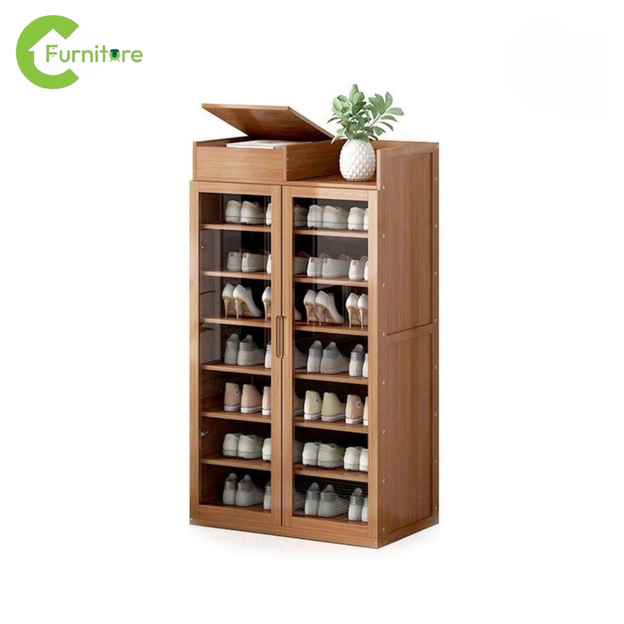 ตู้ไม้เก็บรองเท้า ชั้นวางรองเท้า ตู้เก็บรองเท้า ชั้นวางรองเท้าไม้ Shoe Cabinet ตู้ไม้อเนกประสงค์ ตู้ไม้ ทำจากไม้ไผ่ แข็งแรง ทนทาน Homec TH ราคา 1,599 บาท*ส่งฟรี