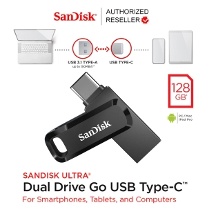 สินค้า SanDisk Ultra Dual Drive Go 128GB USB 3.1 Gen1 Flash Drive Type-C OTG Speed 150mb/s (SDDDC3-128G-G46) แฟลชไดรฟ์ 2หัว ประกัน Synnex 5ปี
