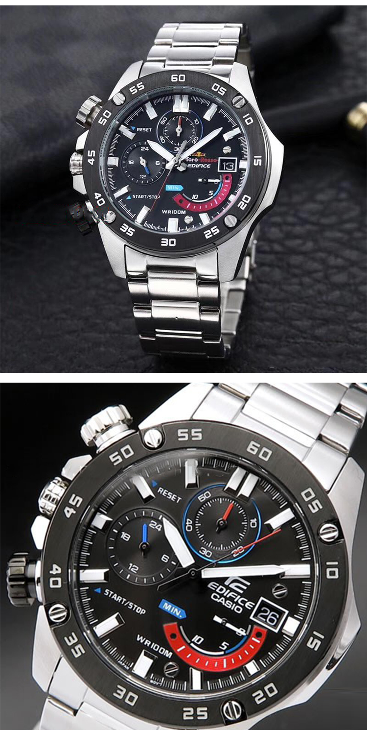 รูปภาพรายละเอียดของ นาฬิกาข้อมือผู้ชายCasio Edificeสายสแตนเลส รุ่น EFR-558D-2AV(silver blue),EFR-558DB-1AV(silver black) (อุปกรณ์พร้อมกล่องรับประกัน1ปี)