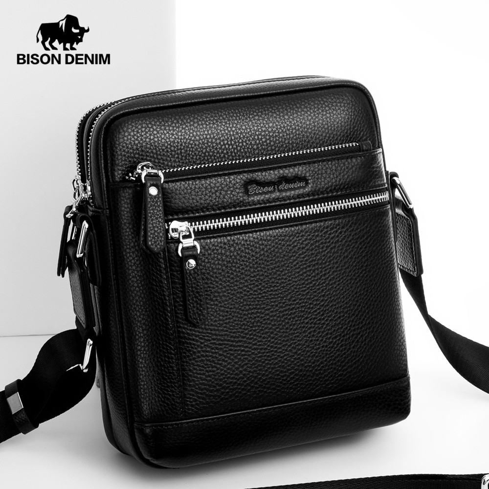 BISON DENIM Fashion Men Bag Genuine Leather Men Messenger Bags Business Male Small Shoulder Bags ราคา 1,318 บาท*ส่งฟรี