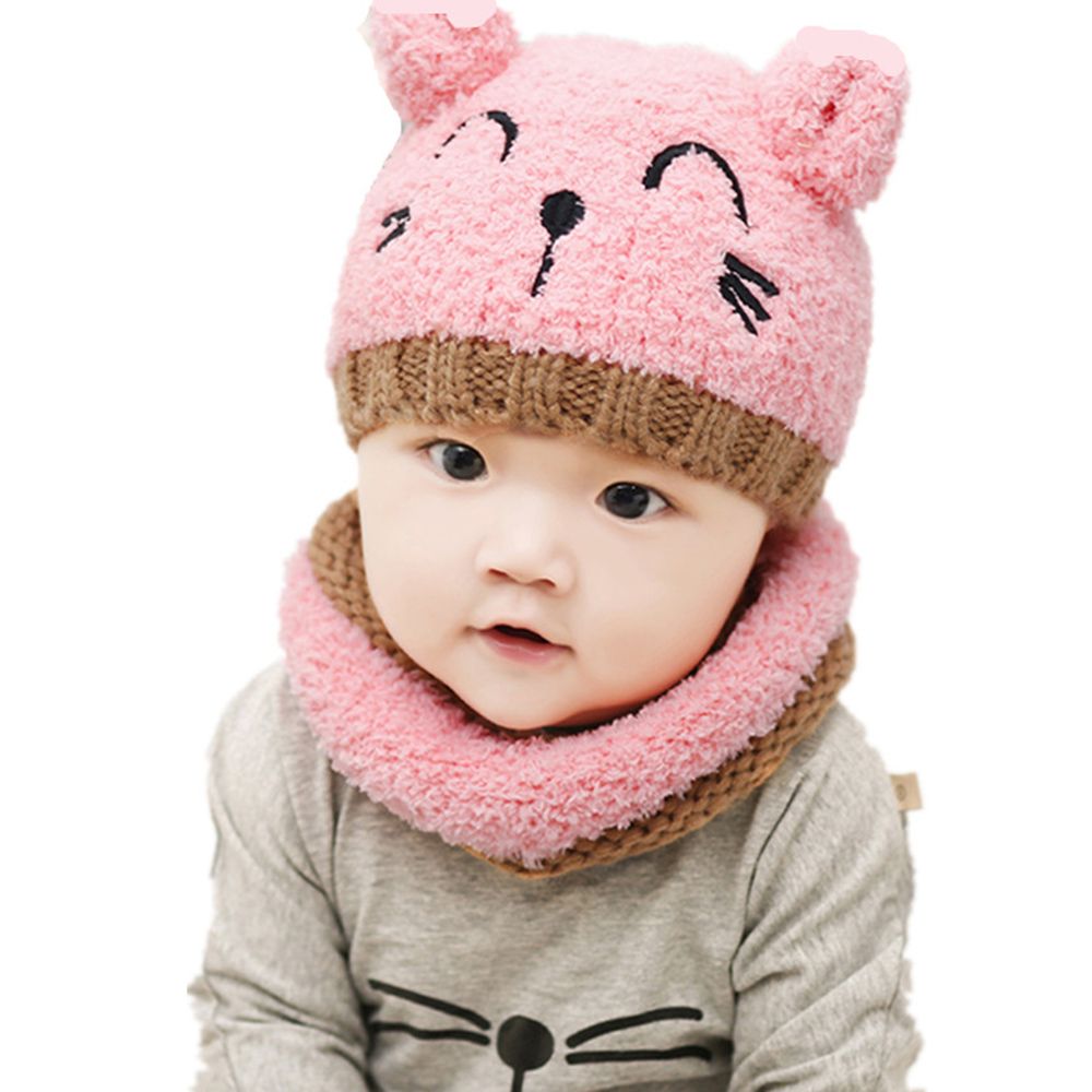 GGW ฤดูใบไม้ร่วงฤดูหนาวการ์ตูนเด็กเด็กชุดผ้าพันคอหมวกถักหมวกเด็กชายหญิง1-3ปี Xmas ของขวัญ