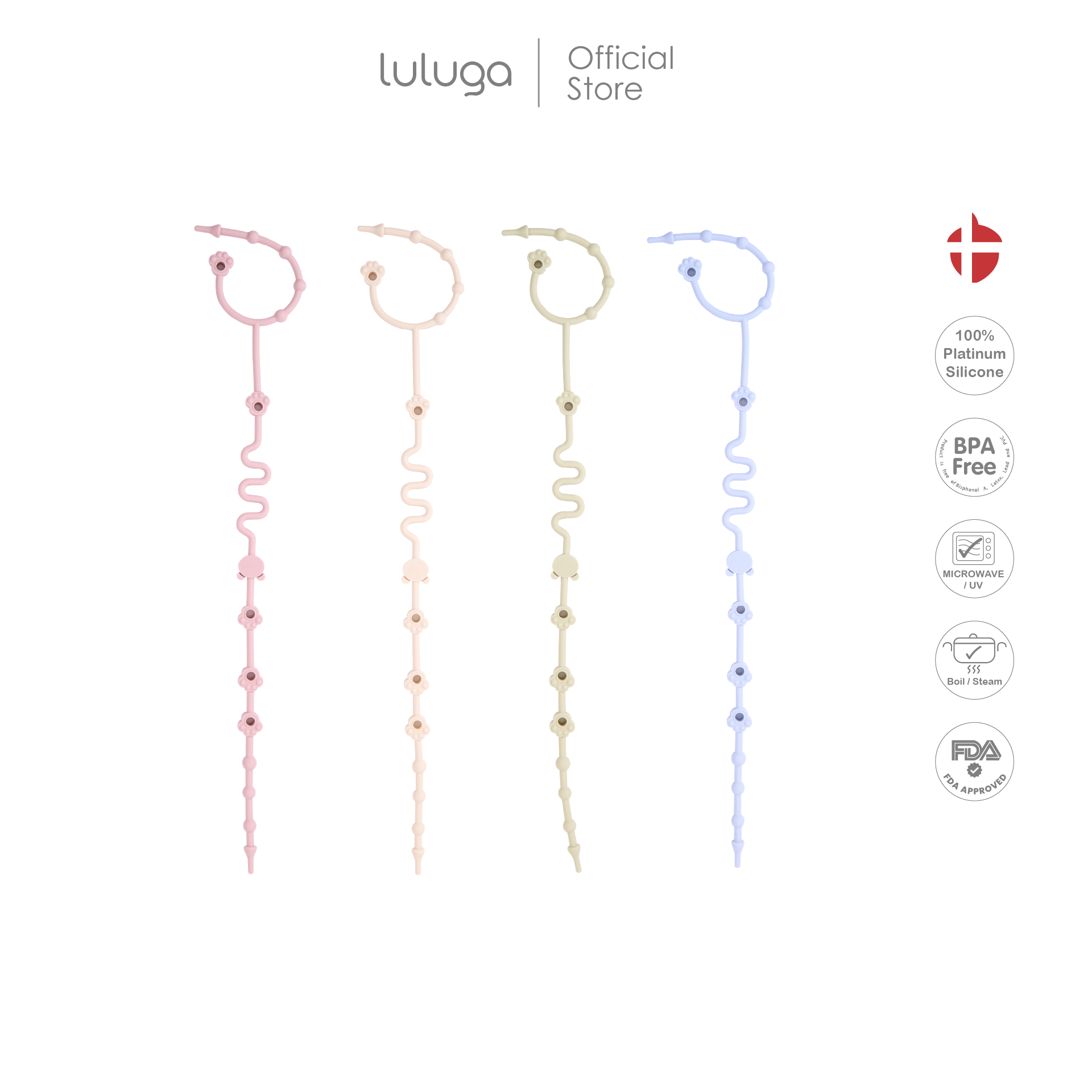 Luluga Baby Pacifier Chain Bear Pacifier Strap Teether Strap Children's Toy Strap Bpa Free Platinum Silicone Water Cup Strap ราคา 259 บาท*ส่งฟรี