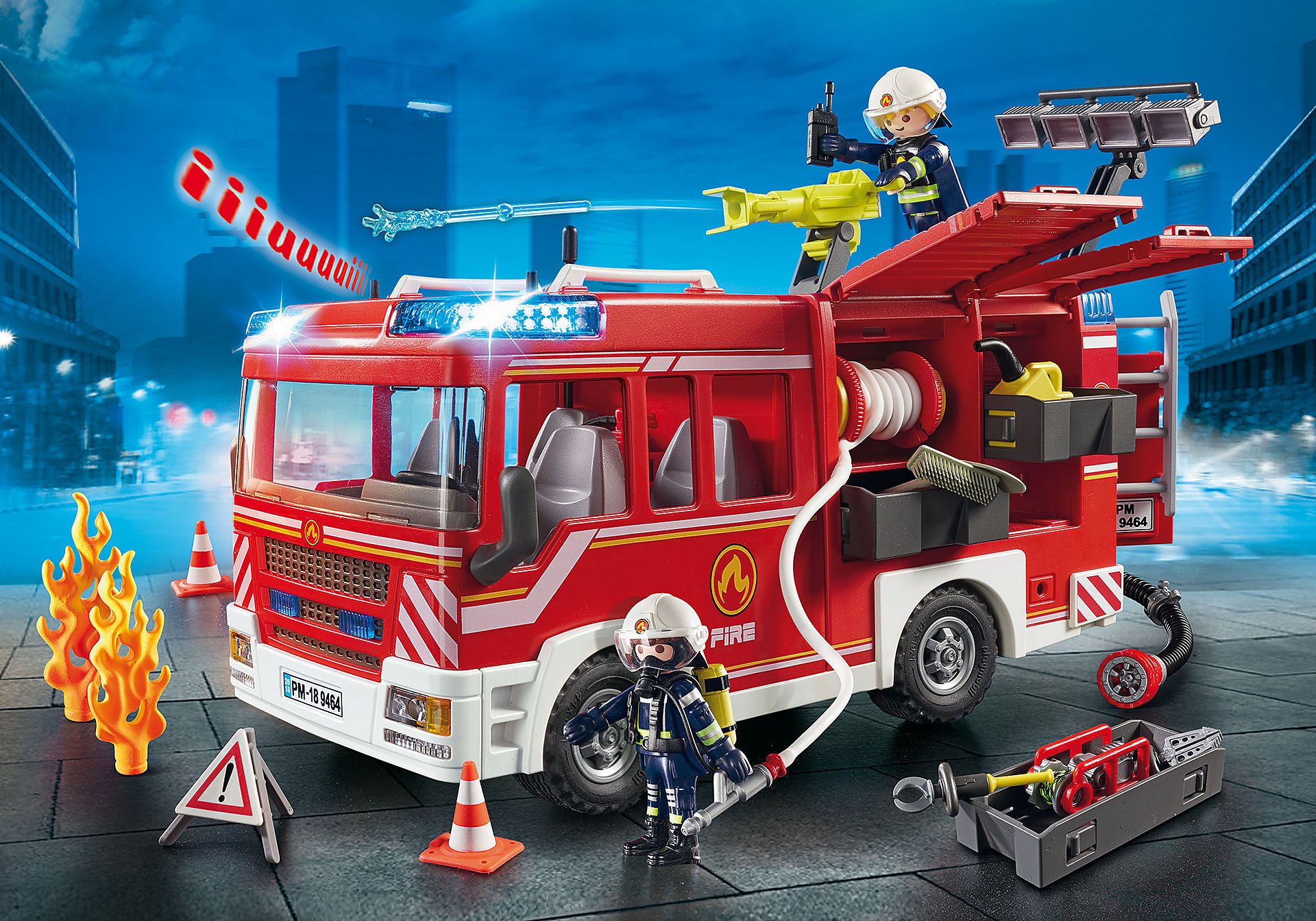 Playmobil 9464 City Action Fire Truck with Sound and Lights (Pm-9464) ราคา 3,391 บาท*ส่งฟรี