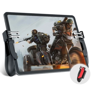 ภาพหน้าปกสินค้าH11 Gamepad สำหรับมือถือ iPad และ Tablet ทุกรุ่น ปุ่มยิง 4 ตำแหน่ง มีขาตั้งมือถือ จอยแท็บเล็ตเล่นเกมแนว PUBG / Free Fire จอยเกม จอยเกมส์ ที่เกี่ยวข้อง