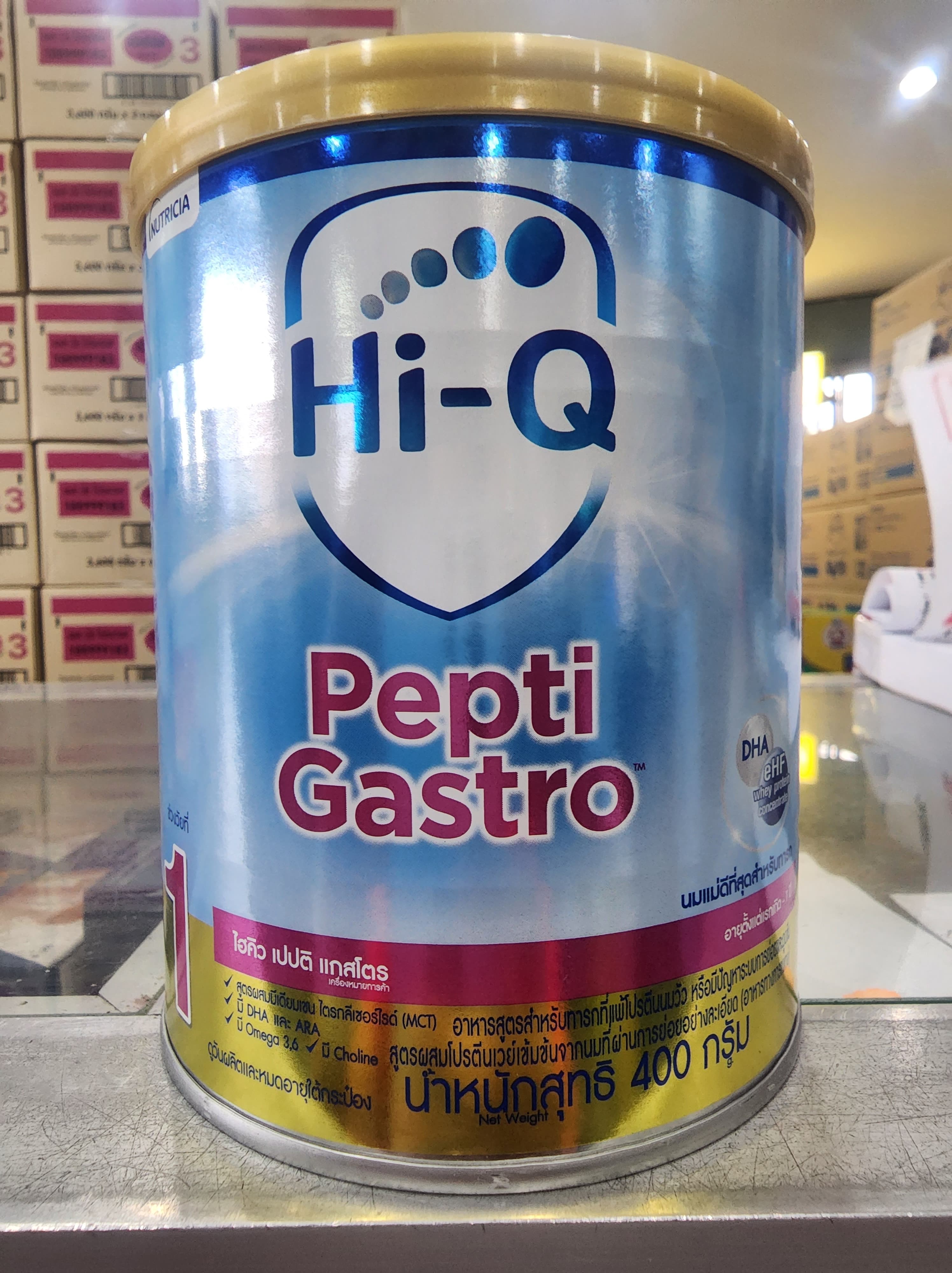 Hi-Q Pepti Gastro ไฮคิวเปปติ แกสโตร ช่วงวัยที่1-- แรกเกิด-1ปี --ขนาด400กรัม (สำหรับเด็กแพ้นมวัวหรือมีปัญหาในการย่อย) exp30-9-23 ราคา 629 บาท*ส่งฟรี